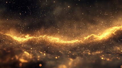 Golden Celestial River: A cosmic spectacle of swirling stardust and nebulae
