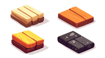 Obraz premium Isometric Pixel Art Wooden Planks Set