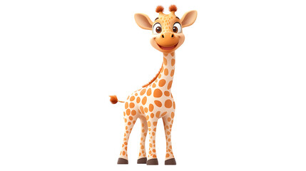 Fototapeta premium Giraffe standing tall with a happy face, cartoon vector, isolated on white background