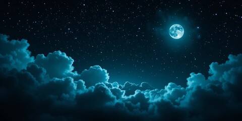 Obraz premium Serene Nightscape: Celestial Blue Moon