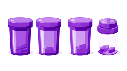 Pixel Art Purple Pill Bottles and Capsules Set