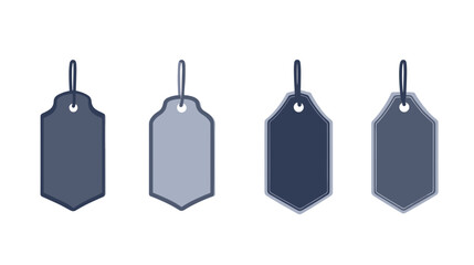 Set of Dark Gray and Blue Hexagonal Tags with Hanging Strings