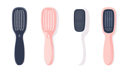 Set of Pink and Black Hairbrushes for Hair Styling