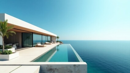 Obraz premium A beautiful house commanding stunning ocean views creating a serene atmosphere for relaxation and enjoyment
