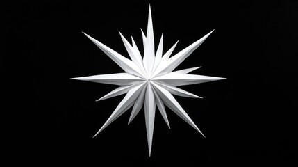 Abstract white starburst on black background.