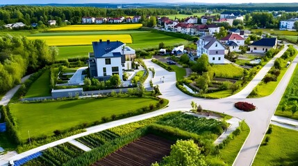 Aerial View Modern Suburban Homes - Aerial Photography