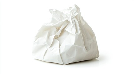 Obraz premium Crumpled white paper bag isolated on white background.