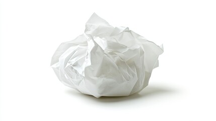 Crumpled white paper ball isolated on white background.