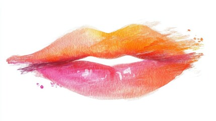 Fototapeta premium Kissing lips isolated on white background. illustration