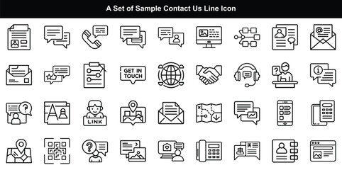 Contact Us Icon Vector Set, Connect Support Symbol Graphics
