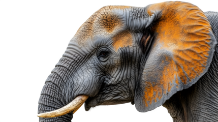 elephant head profile isolated on white background, high-definition, realistic look