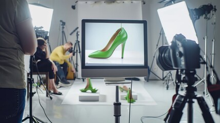 The green high-heeled shoe