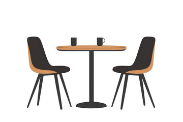 Table and chairs setup isolated on PNG transparent background, cut out