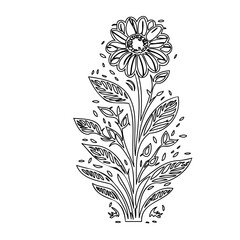 Elegant Floral Outline Illustration with Details