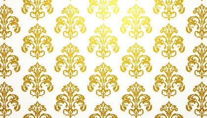 Obraz premium Intricate floral damask pattern in elegant gold and white , art, acanthus
