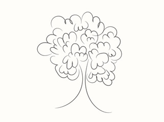 A vector illustration shows a tree with green leaves and floral elements, a design often found in nature-themed art