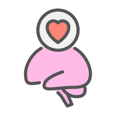 positive mind filled outline icon. self love color line illustration.