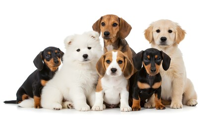 Adorable Puppy Portraits: A Charming Group of Six