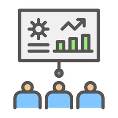 training filled outline icon. workshop color line illustration.