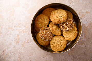 Healthy cookies with seeds in a box