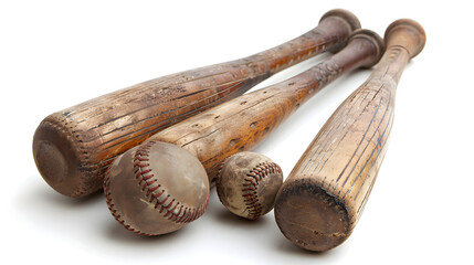 Vintage baseball equipment on rustic wooden background for sports marketing materials