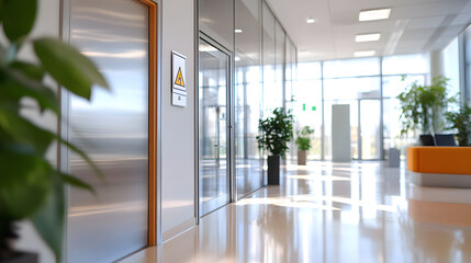 Elegant business office interior with blurred background modern workspace bright environment