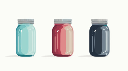 Three Glass Jars in Teal Red and Black Pixel Art Style