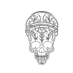 Floral Skull Outline - Day of the Dead Motif