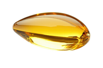 Golden capsule closeup isolated on PNG transparent background, cut out