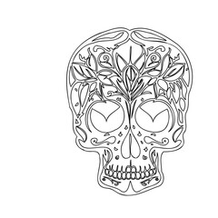 Decorative skull illustration with floral ornaments