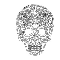 Sugar Skull Line Art for Day of the Dead Design
