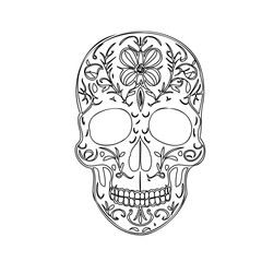Floral Skull Outline for Dia de los Muertos Art