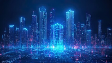 Fototapeta premium Futuristic Cyberpunk Cityscape