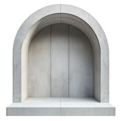 Arch-shaped concrete nook isolated on PNG transparent background, cut out