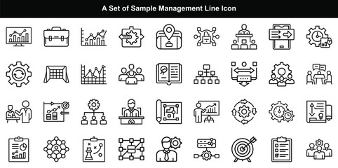 Management Icon Vector Set, Business Leadership Symbol Graphics