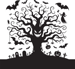 Silhouette of a dead tree vector