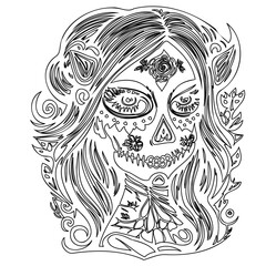 Day of the Dead: Intricate Sugar Skull Portrait