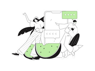 Summer characters daily life scene illustration
