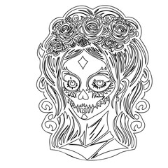 Elegant Monochrome La Catrina Sketch Artwork