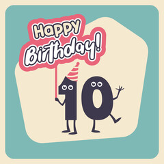 Fun and Cute 10th Birthday Greeting with Cartoon Numbers