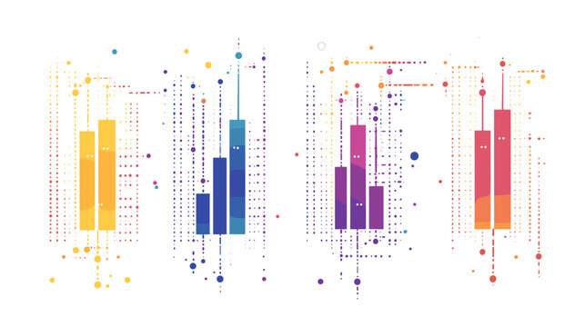 Abstract Cityscape Data Visualization with Colorful Geometric Patterns