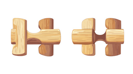 Two Light Brown Wooden Toy Airplanes Illustration