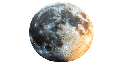 full glowing moon isolated on white background, high-definition, realistic look