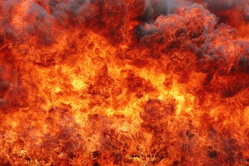 Fiery blaze with smoke