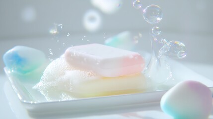 Pastel Soap Bubbles with Bath, and Foam.