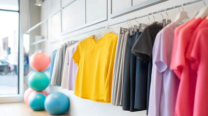 Fototapeta premium A modern sports store offering a variety of fitness clothing and equipment balls that will help you start a healthy lifestyle. 