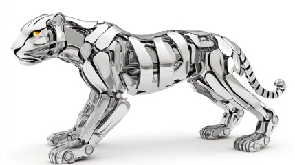 Chrome Robotic Panther: A Futuristic Mechanical Beast
