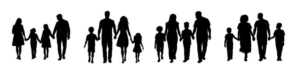 silhouette of a family with children - vector illustration