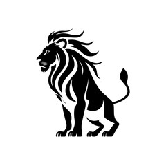 Royal heraldic lions. Black silhouette of rampant lion and griffins for logo or coat of arms. Premium wild animal crest symbols.