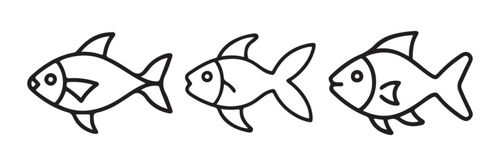 Fish icon vector. Black fish silhouette collection